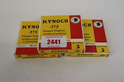 Lot 2441 - (S1) 15x .375 flanged Magnum Kynoch 300gr...