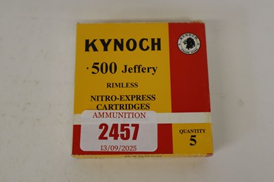 Lot 2457 - (S1) 5x .500 Jeffrey Kynoch 535gr cartridges