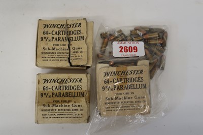 Lot 2609 - (S1) 181x 9mm Parabellum Winchester sub...