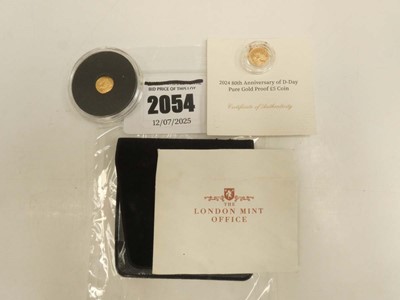 Lot 2054 - 2024 0.50g D-Day 24ct Gold coin and 2024 1/8...