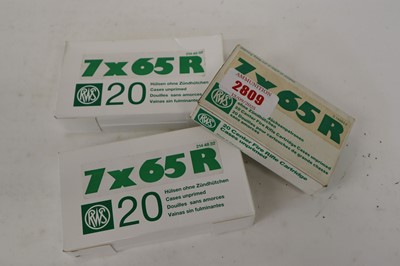 Lot 2809 - Small qty of 7x65R unprimed brass cases
