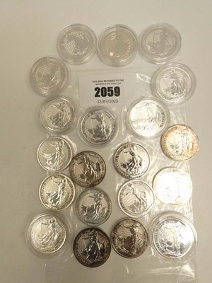 Lot 2059 - 20x Britannia 1oz Silver Coins, mixed dates