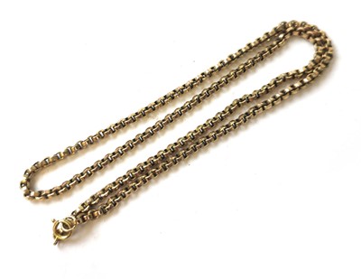 Lot 436 - A yellow metal belcher link chain marked '9ct'...