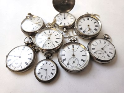 Lot 448 - A collection of eight assorted silver pocket...
