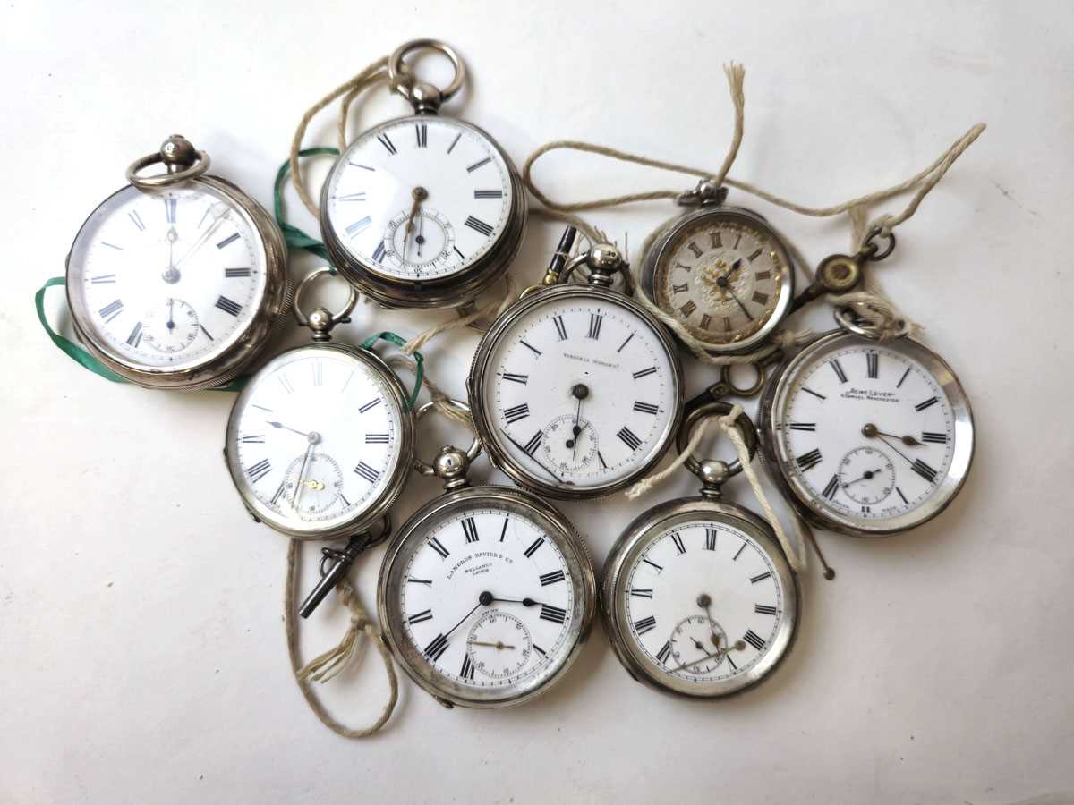 Lot 449 - A collection of eight assorted silver pocket...