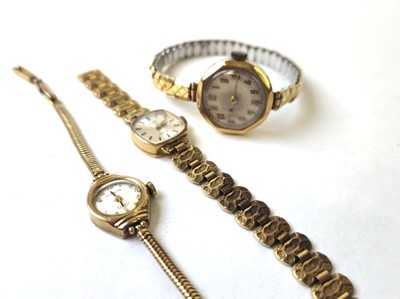 Lot 457 - A 9ct gold Ladies Everite wristwatch together...