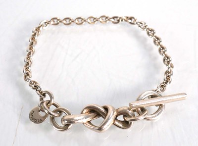 Lot 568 - Six silver bracelets including two Pandora...