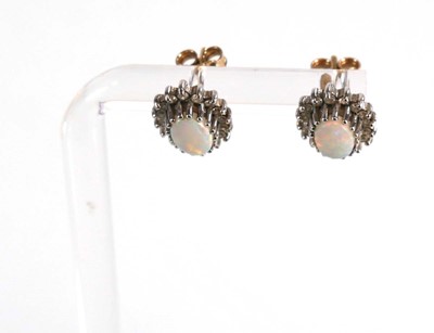 Lot 584 - A pair of 9ct yellow gold ear studs, each set...
