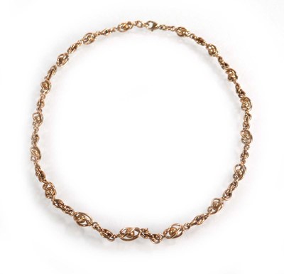 Lot 596 - A 9ct yellow gold fancy ball link necklace...