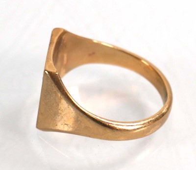 Lot 598 - A 9ct yellow gold signet ring set small...