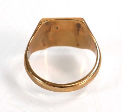 Lot 598 - A 9ct yellow gold signet ring set small...