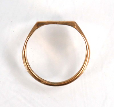 Lot 598 - A 9ct yellow gold signet ring set small...