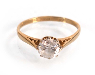 Lot 608 - A 9ct yellow gold ring set cubic zirconia,...