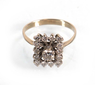 Lot 609 - A 14ct white gold ring set fifteen brilliant...