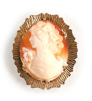 Lot 615 - A 9ct yellow gold mounted cameo brooch...