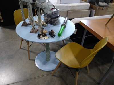 Lot 1032 - Light blue single pedestal circular bistro...