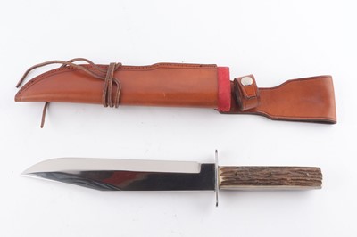 Lot 1006 - Bowie knife with 9¾ ins clip pointed blade...