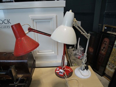 Lot 1051 - 2 adjustable metal desk lamps, including a Red...
