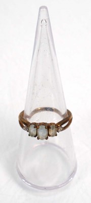 Lot 642 - Three 9ct yellow gold dress rings including...