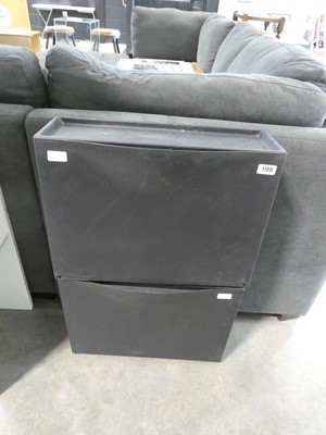 Lot 1023 - 2 in 1 black shoe cabinet