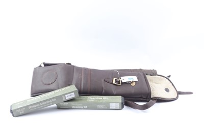 Lot 1016 - Brown leather effect gun slip with two Jack...