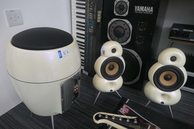 Lot 2121 - Pair of Blue Room mini pod speakers and subwoofer