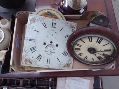 Lot 5114 - Box containing long cased clock dials and wall...