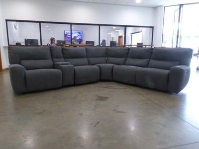 Lot 5047 - Grey suede effect corner suite in 6 sections