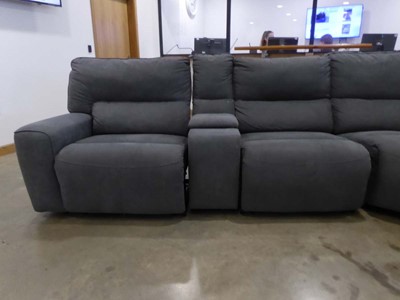 Lot 5047 - Grey suede effect corner suite in 6 sections