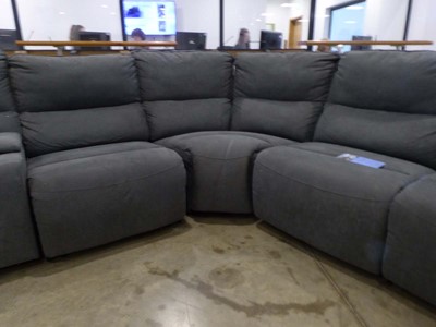 Lot 5047 - Grey suede effect corner suite in 6 sections