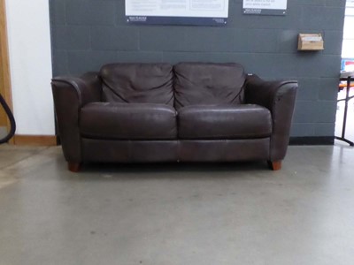 Lot 5052 - Brown leather effect 2 seater sofa