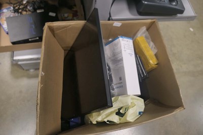 Lot 2232 - Box containing various monitors, CCTV and PC...