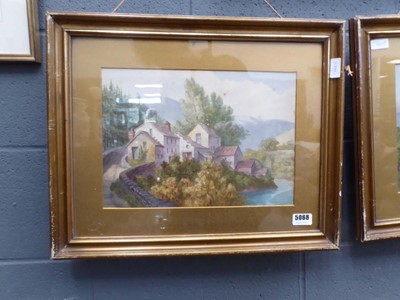 Lot 5068 - Pair of rural watercolours, Bridge, stream and...