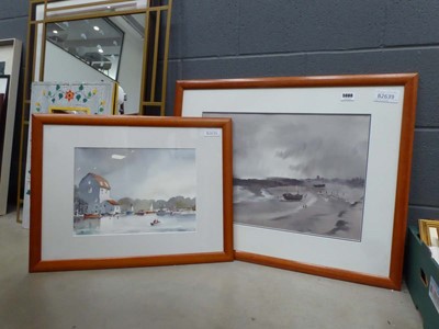 Lot 5080 - 2 coastal watercolours, 'Fisherman's Beach-...