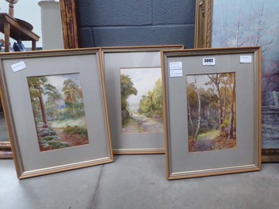 Lot 5092 - 3 rural watercolours with woodland by W. H....