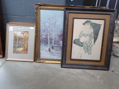Lot 5093 - 3 rural watercolours with lakes, mill and farm...