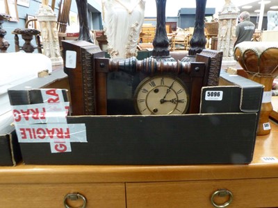 Lot 5096 - Box containing 3 clocks to include dome topped...