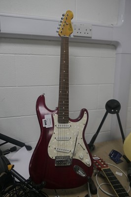 Lot 2344 - Encore 6 string electric guitar in burgundy...