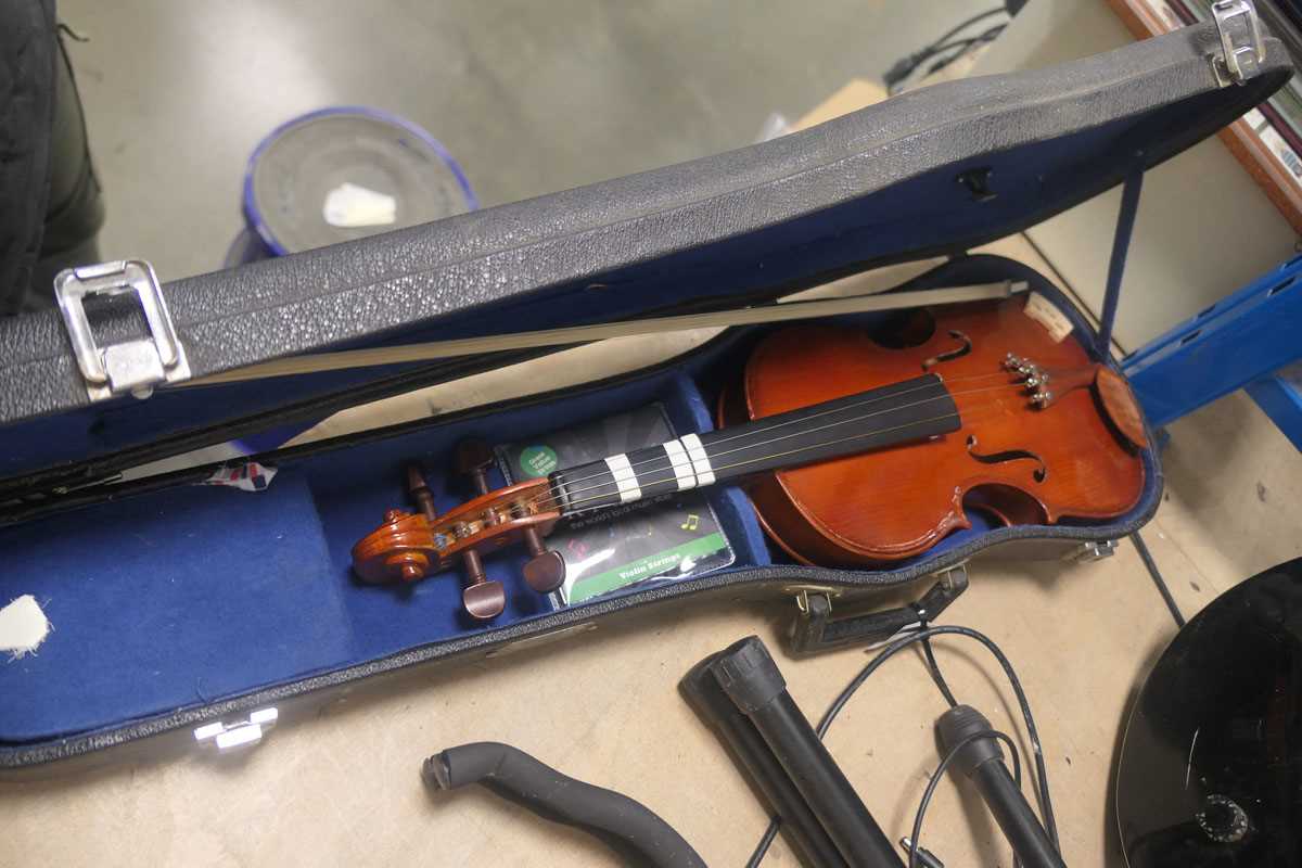 Lot 2346 - Violin and bow in case