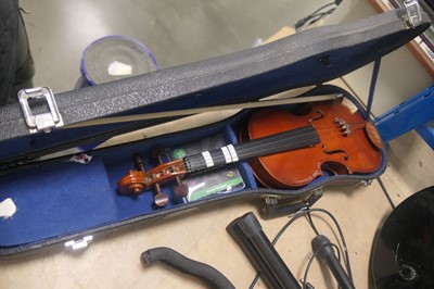Lot 2346 - Violin and bow in case