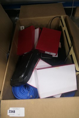 Lot 2348 - Box containing various cables, calculator,...