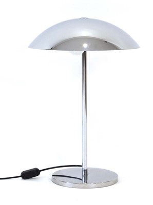 Lot 17 - A Swiss polished chrome table lamp by Lumess,...