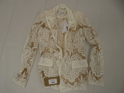 Lot 1304 - Nadine Merabi sequin floral lace white blazer...