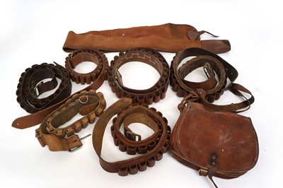 Lot 1101 - 6x various leather cartridge belts, a Brady...