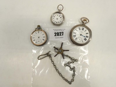 Lot 2027 - 2x silver pocket watches; 925 and 800...