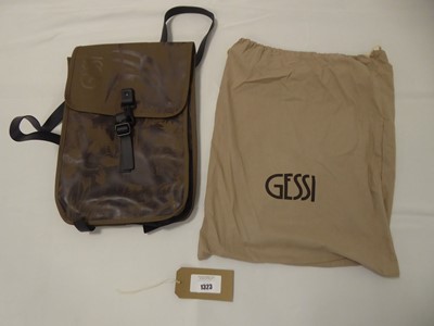 Lot 1323 - Gessi tropical leaf print khaki backpack with...