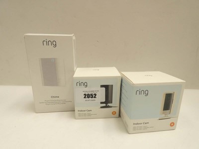 Lot 2052 - 2x Ring Indoor Cam's and Ring Chime