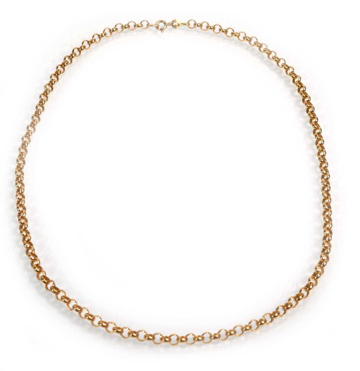 Lot 646 - A 9ct yellow gold chainlink necklace, l. 50 cm,...