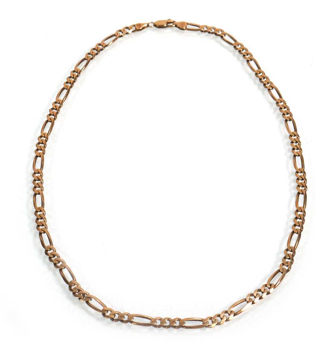 Lot 647 - A 9ct yellow gold figaro link necklace with...