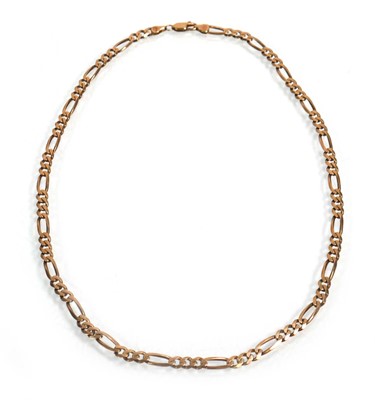 Lot 647 - A 9ct yellow gold figaro link necklace with...